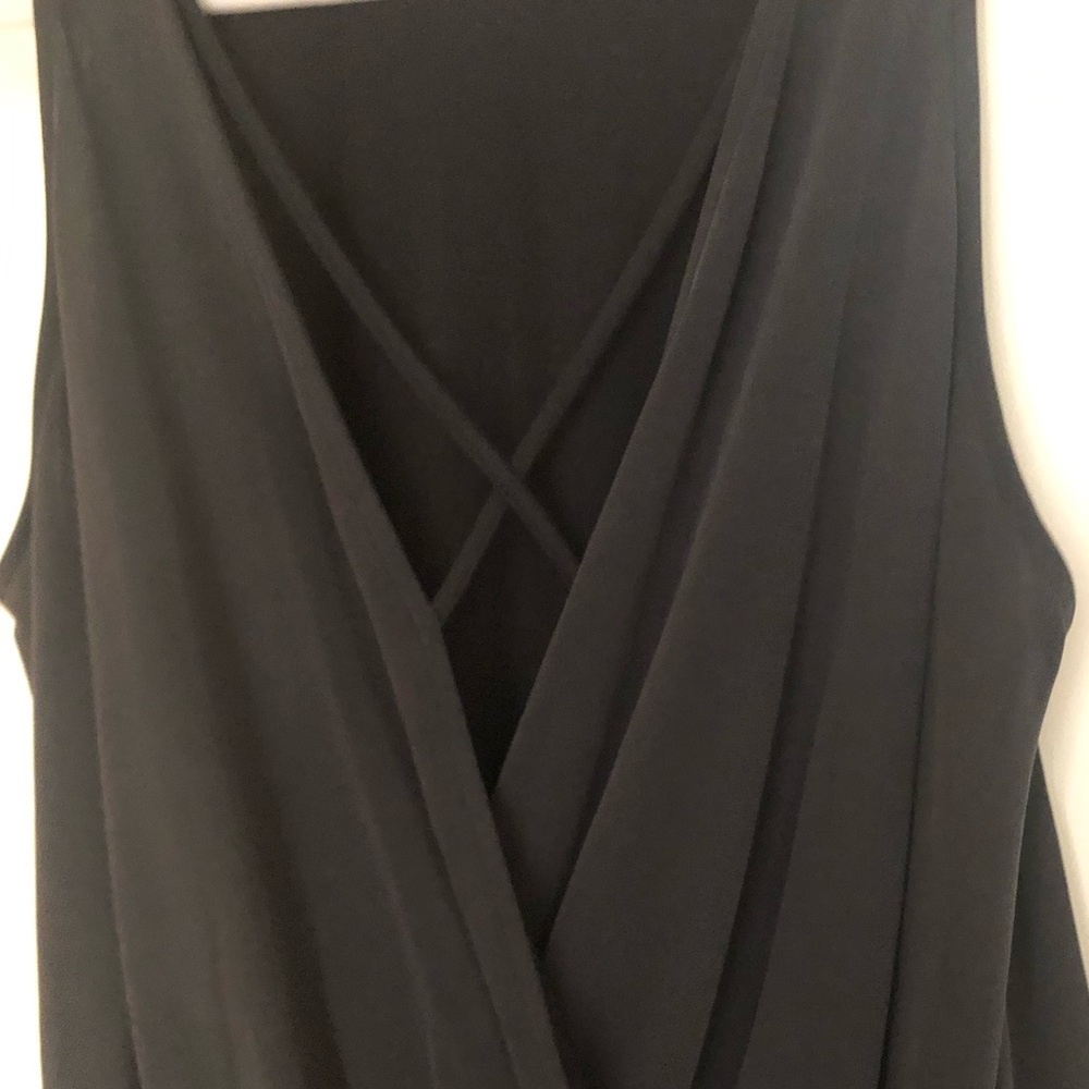 Lush V neck tank with cross cross detail